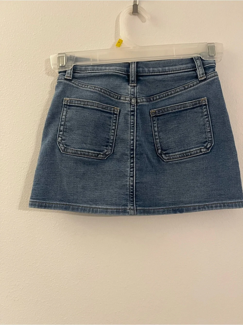 Crewcuts Button-Front Denim Mini Skirt in Washed Blue
